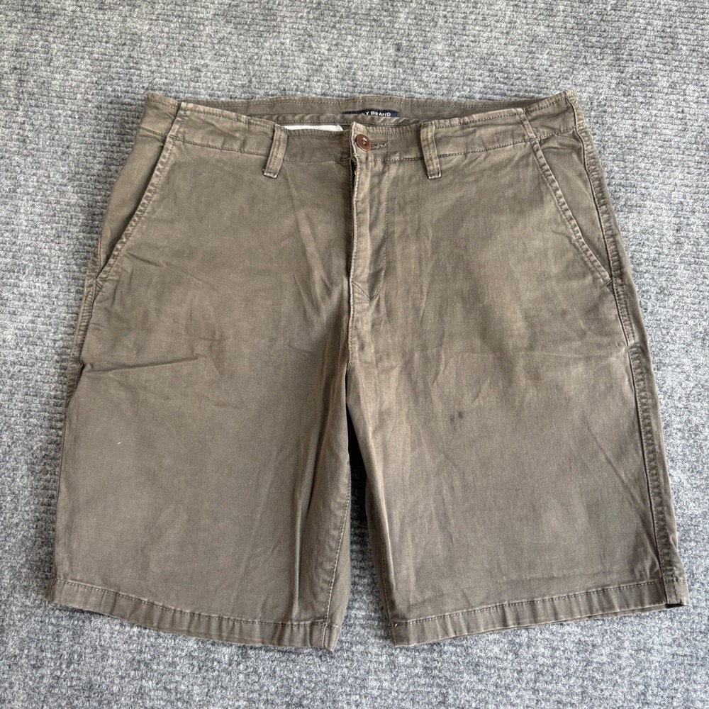 Lucky Brand Mens Brown Flat Front Chino Shorts Size 36 Casual Cotton Utility